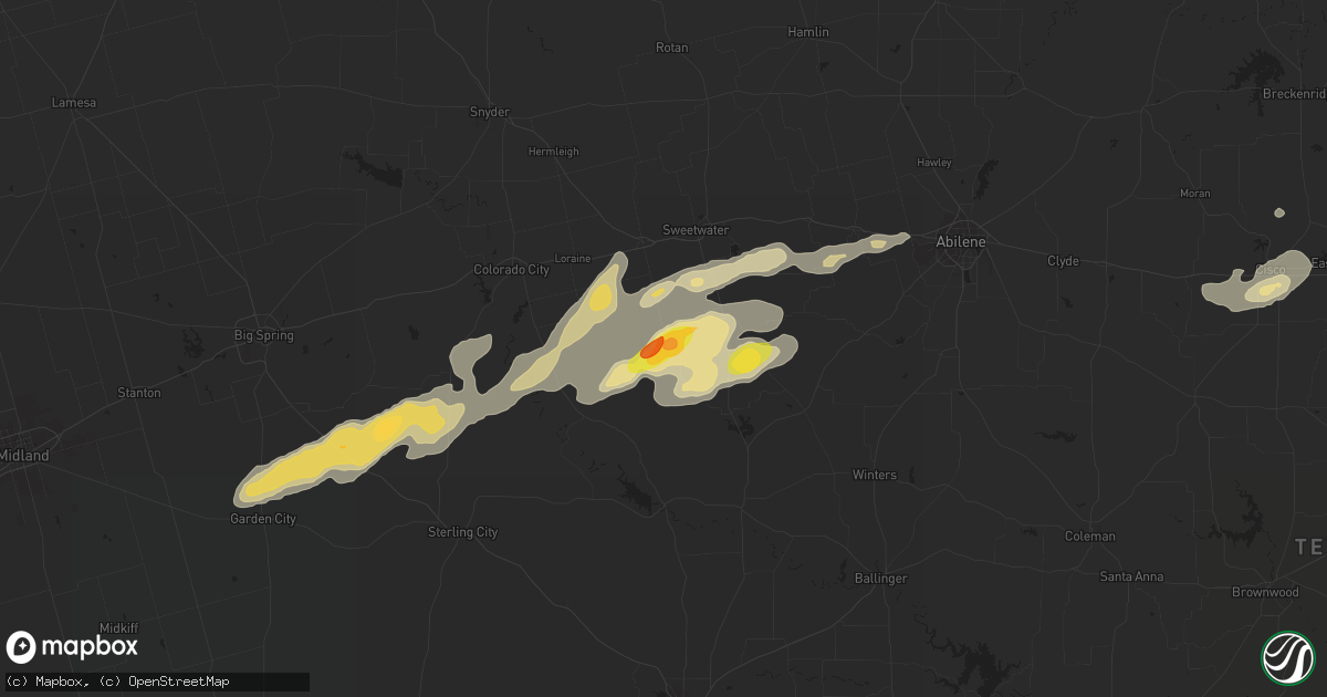 Hail map in Maryneal, TX on October 23, 2015