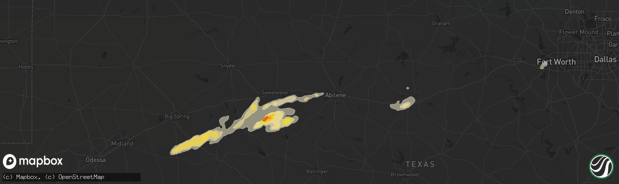 Hail map in Merkel, TX on October 23, 2015