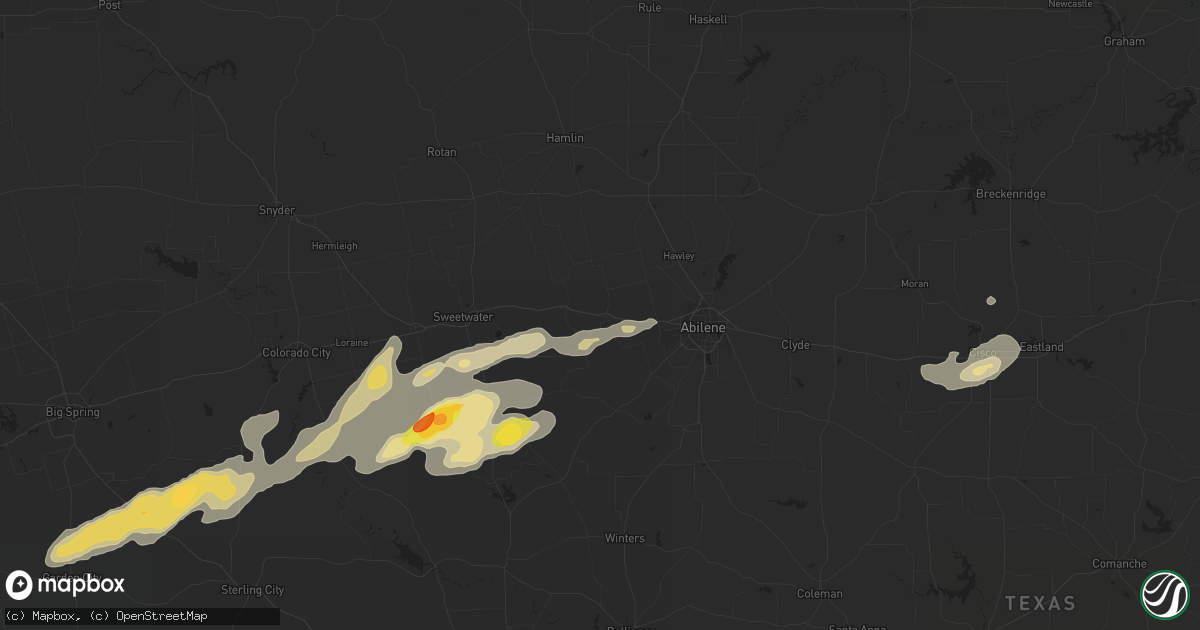 Hail map in Merkel, TX on October 23, 2015