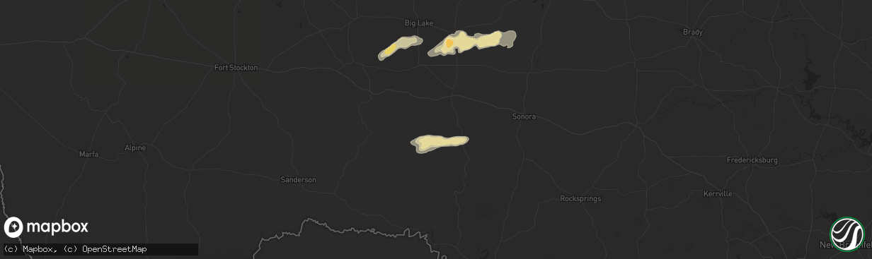 Hail map in Ozona, TX on October 23, 2015