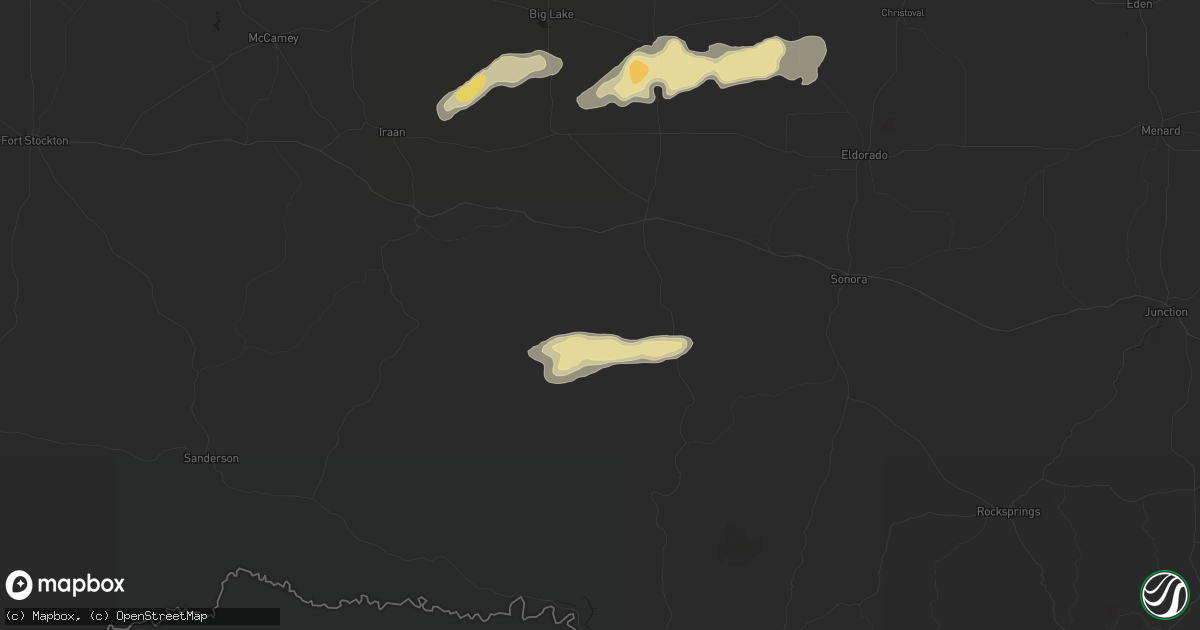 Hail map in Ozona, TX on October 23, 2015