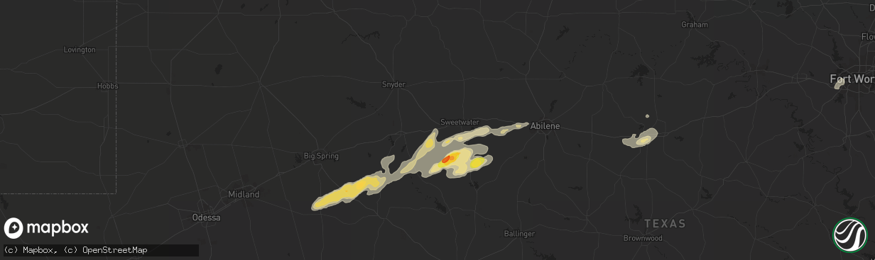 Hail map in Roscoe, TX on October 23, 2015