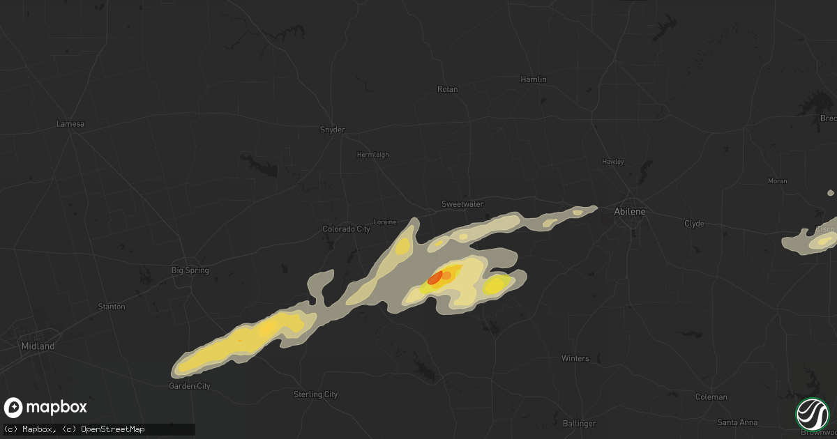 Hail map in Roscoe, TX on October 23, 2015