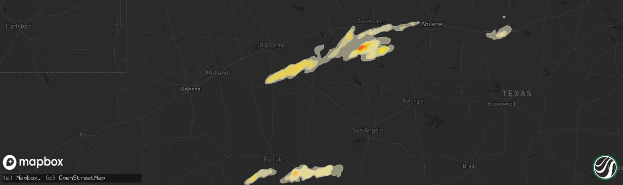 Hail map in Sterling City, TX on October 23, 2015
