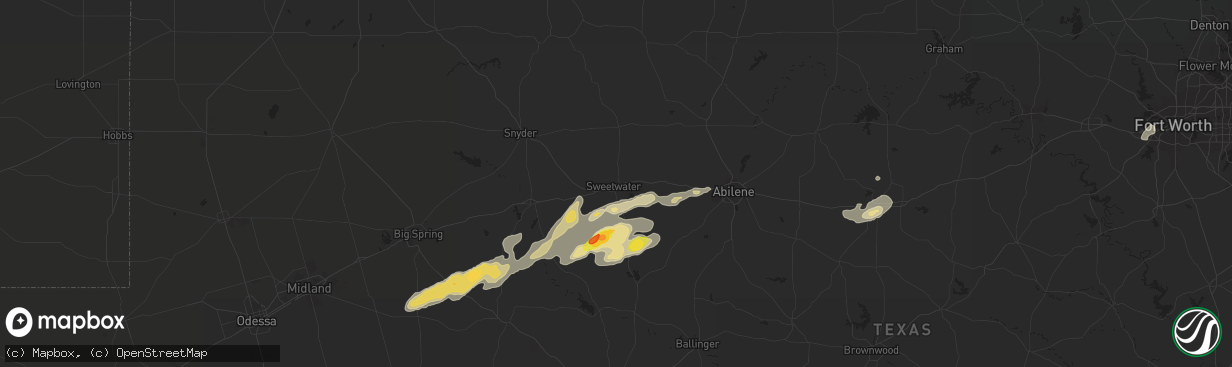 Hail map in Sweetwater, TX on October 23, 2015