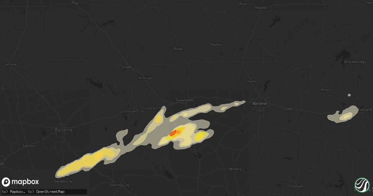 Hail map in Sweetwater, TX on October 23, 2015