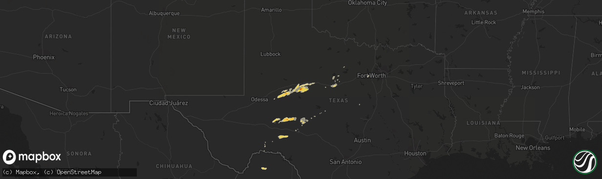 Hail map on October 23, 2015
