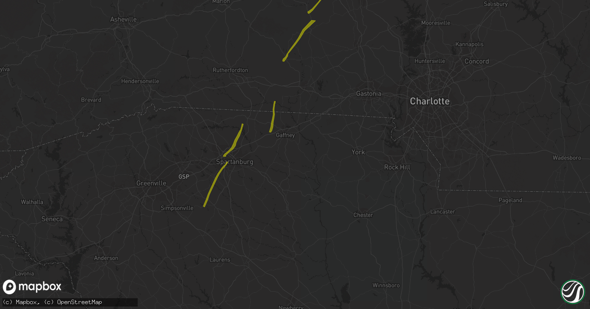 Hail map in Gaffney, SC on October 23, 2017
