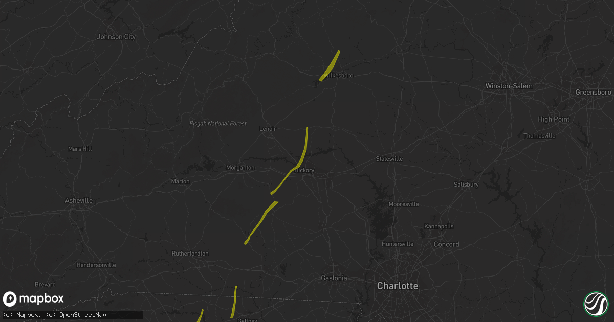 Hail map in Hickory, NC on October 23, 2017