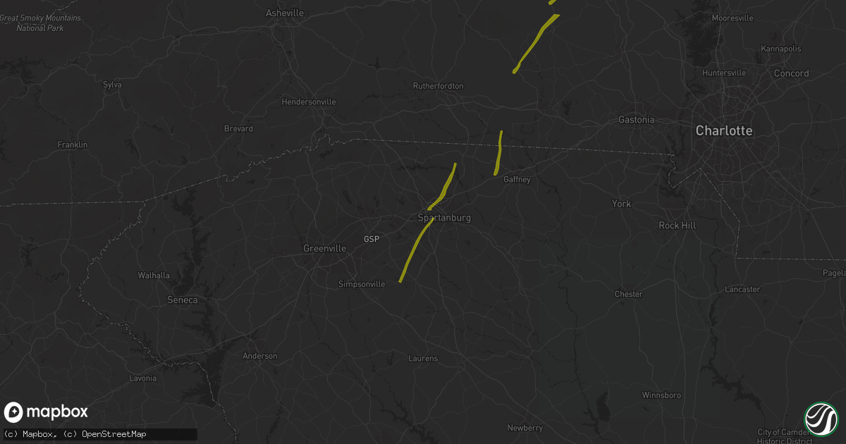 Hail map in Spartanburg, SC on October 23, 2017