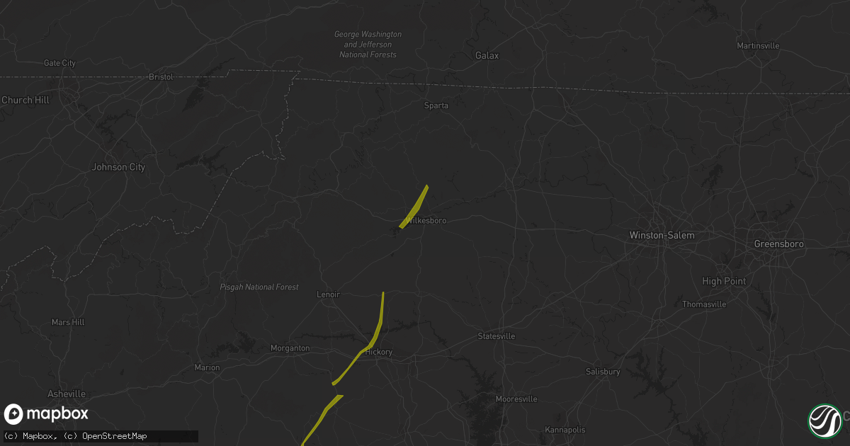 Hail map in Wilkesboro, NC on October 23, 2017