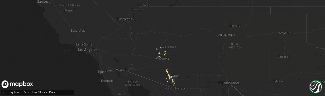 Hail map in Arizona on October 23, 2018