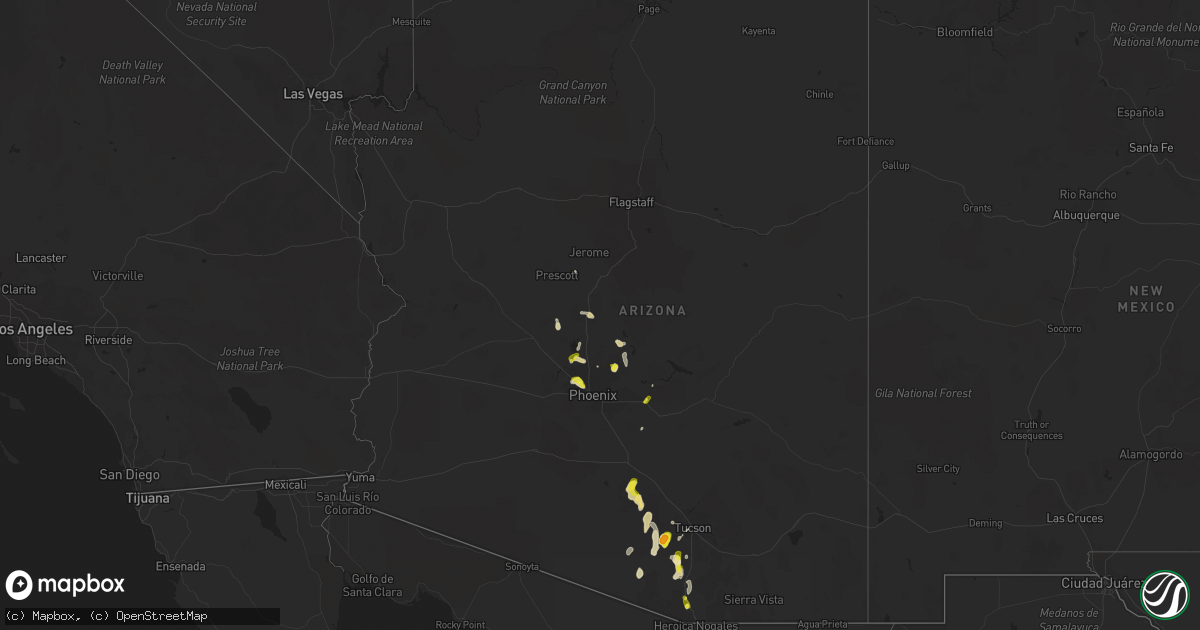 Hail map in Arizona on October 23, 2018