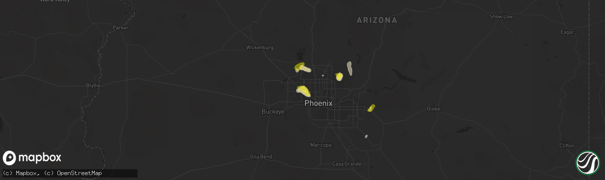 Hail map in Peoria, AZ on October 23, 2018