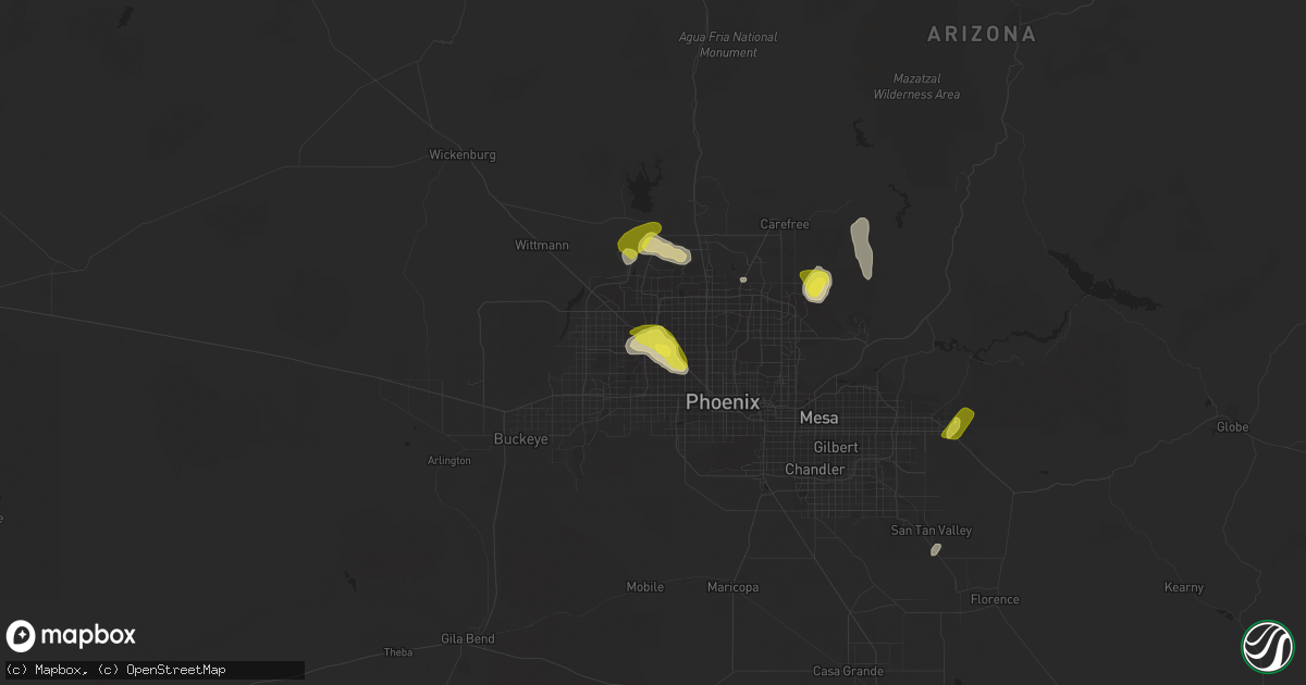 Hail map in Peoria, AZ on October 23, 2018