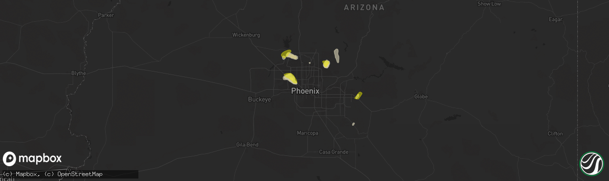 Hail map in Phoenix, AZ on October 23, 2018