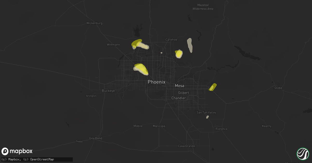 Hail map in Phoenix, AZ on October 23, 2018