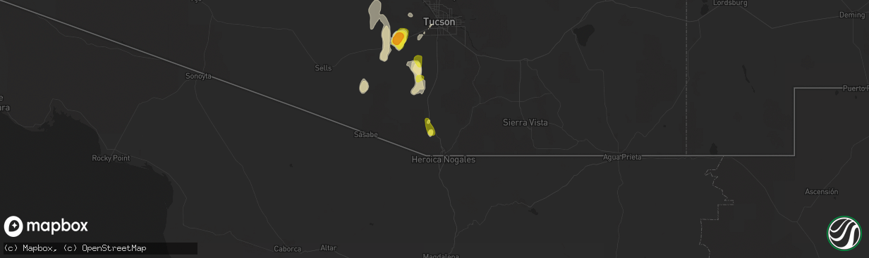 Hail map in Rio Rico, AZ on October 23, 2018