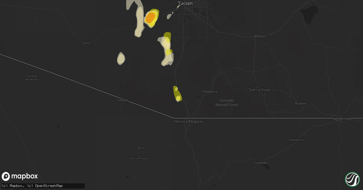 Hail map in Rio Rico, AZ on October 23, 2018
