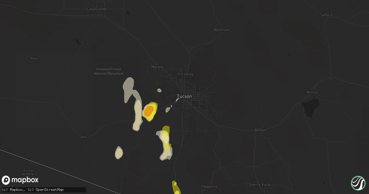 Hail map in Tucson, AZ on October 23, 2018