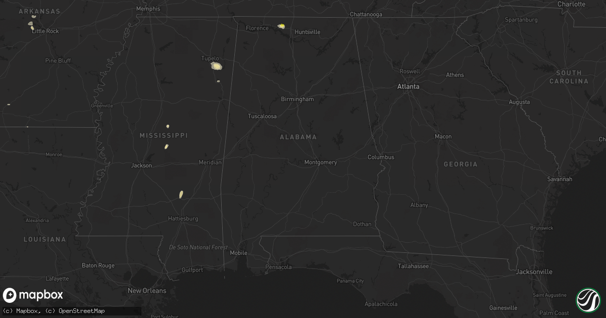 Hail map in Alabama on October 23, 2020