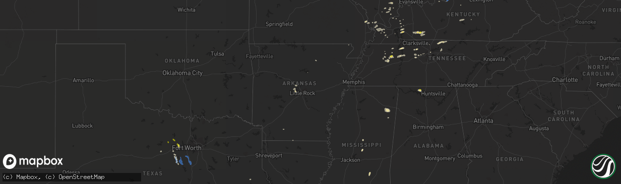 Hail map in Arkansas on October 23, 2020