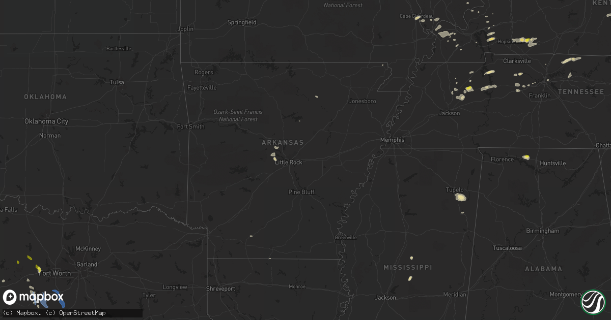 Hail map in Arkansas on October 23, 2020