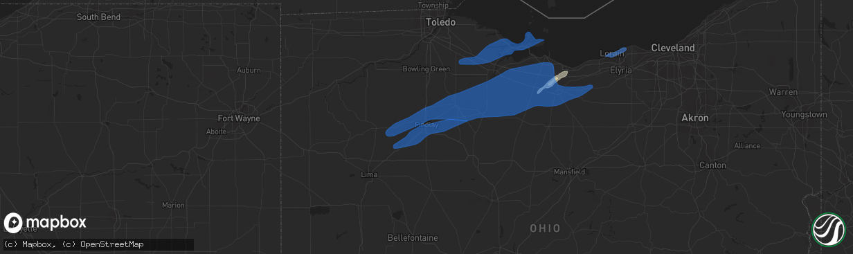 Hail map in Findlay, OH on October 23, 2020