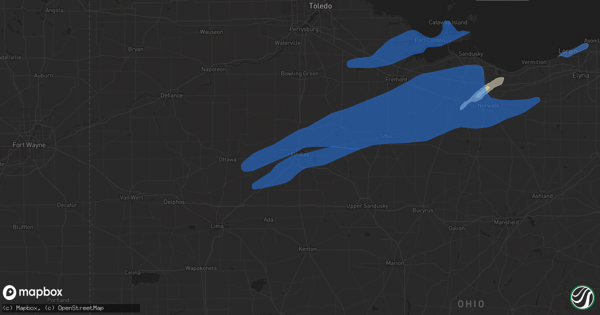 Hail map in Findlay, OH on October 23, 2020