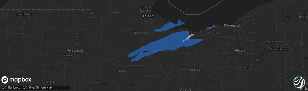 Hail map in Fostoria, OH on October 23, 2020