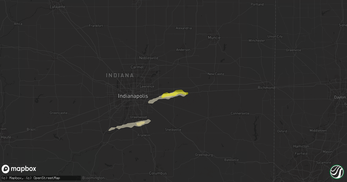 Hail map in Greenfield, IN on October 23, 2020