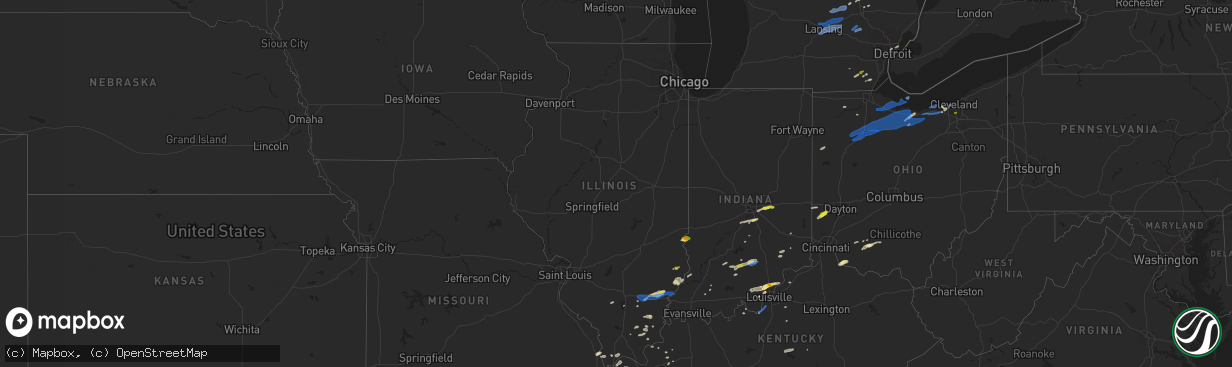 Hail map in Illinois on October 23, 2020