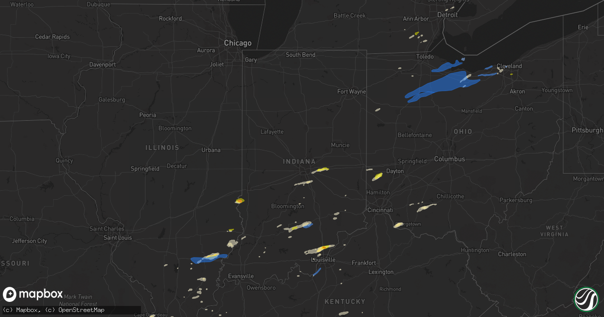 Hail map in Indiana on October 23, 2020