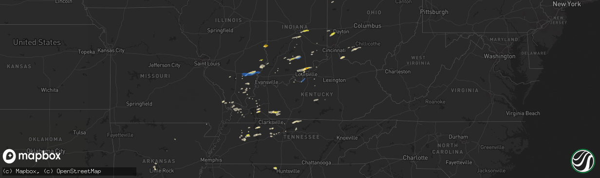 Hail map in Kentucky on October 23, 2020