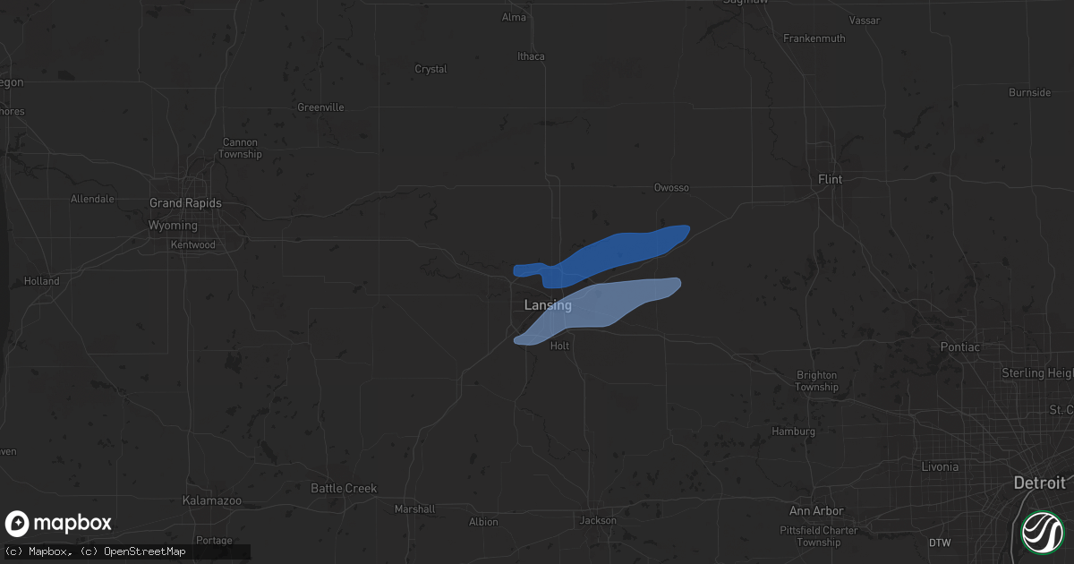 Hail map in Lansing, MI on October 23, 2020