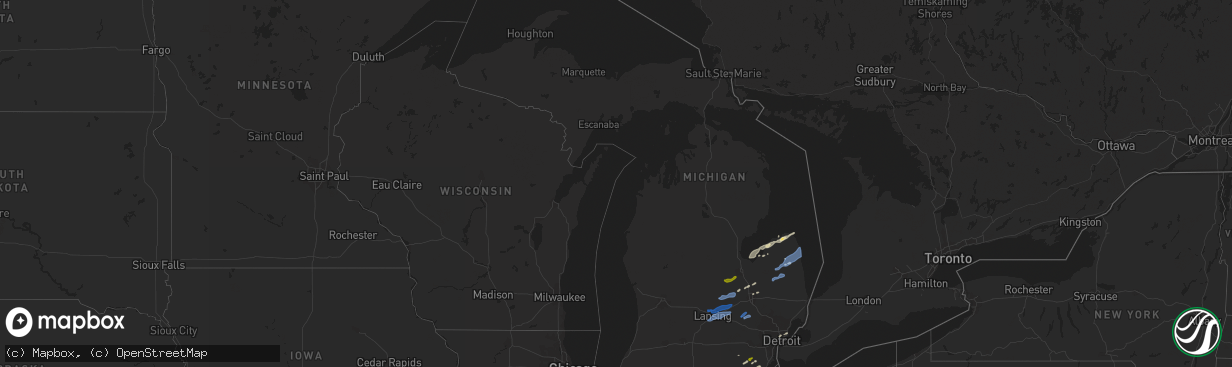 Hail map in Michigan on October 23, 2020