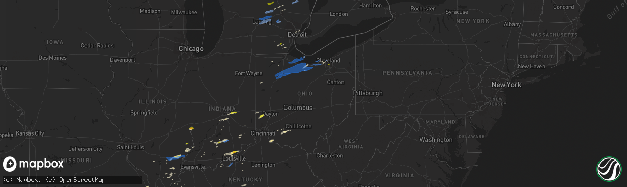 Hail map in Ohio on October 23, 2020