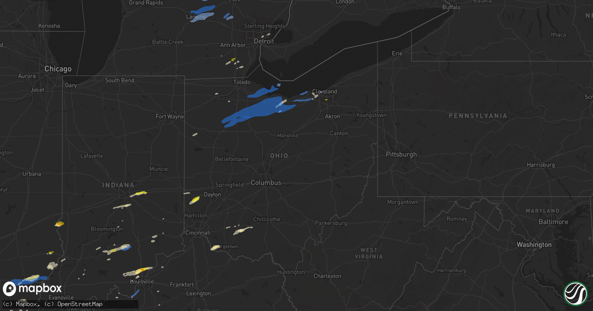 Hail map in Ohio on October 23, 2020