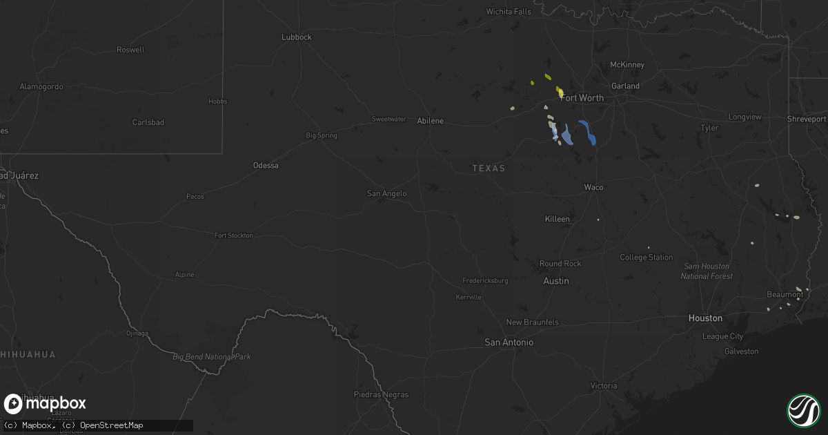 Hail map in Texas on October 23, 2020