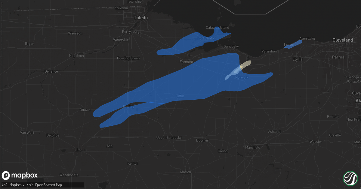 Hail map in Tiffin, OH on October 23, 2020