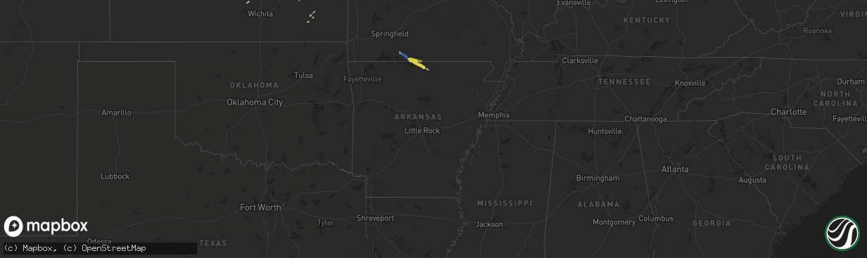 Hail map in Arkansas on October 23, 2021