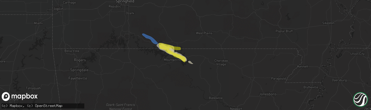 Hail map in Henderson, AR on October 23, 2021