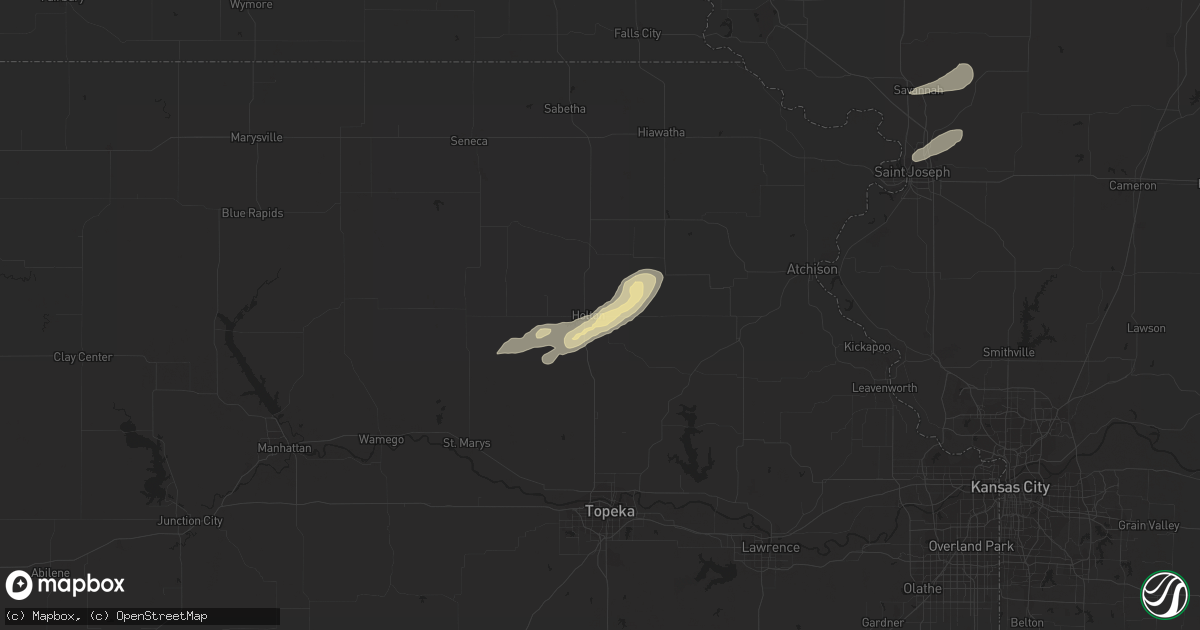 Hail map in Holton, KS on October 23, 2021