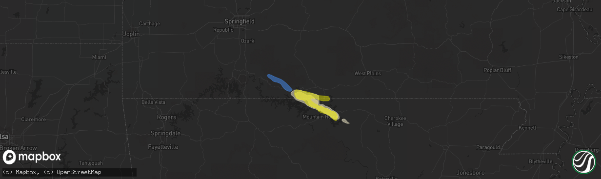 Hail map in Isabella, MO on October 23, 2021