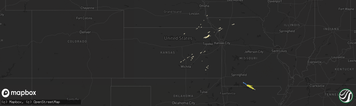 Hail map in Kansas on October 23, 2021