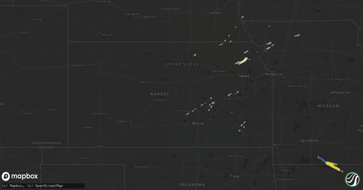 Hail map in Kansas on October 23, 2021