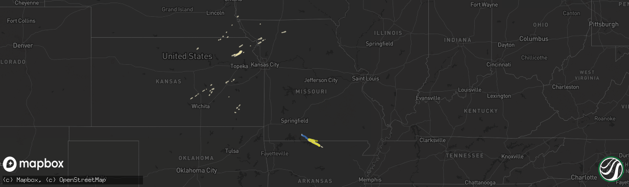 Hail map in Missouri on October 23, 2021