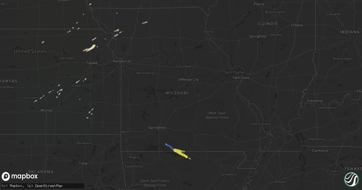 Hail map in Missouri on October 23, 2021