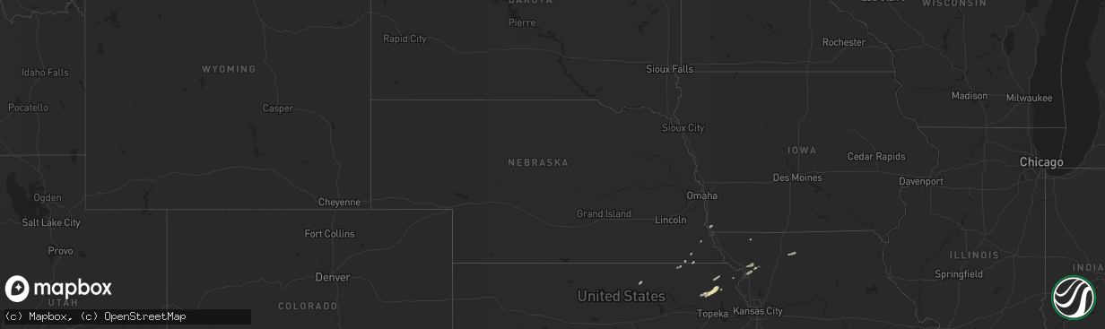 Hail map in Nebraska on October 23, 2021