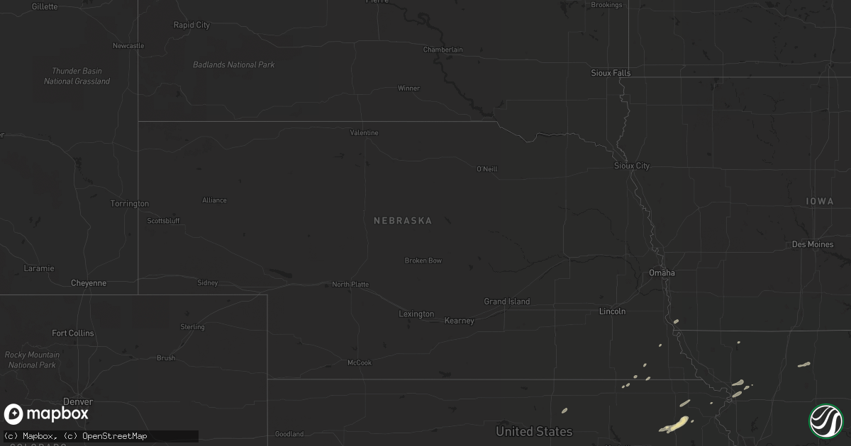 Hail map in Nebraska on October 23, 2021